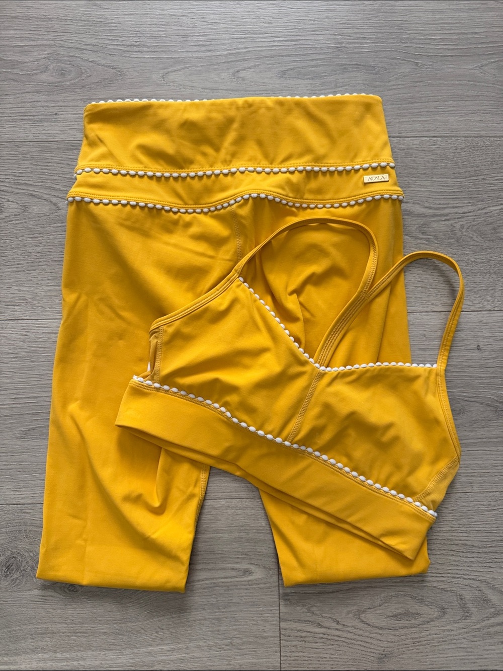 Alala Jolie Golden Yellow Bralette with White Pom Trim